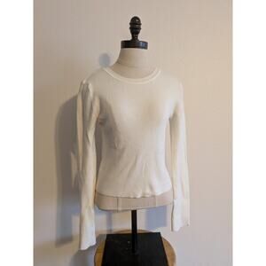 Cotton emporium long sleeve white sweater size L poly blend
